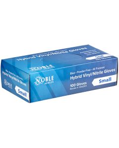 Noble Powder-Free Disposable Blue Hybrid 3.5 Mil Thick Gloves - Small - 100/Box