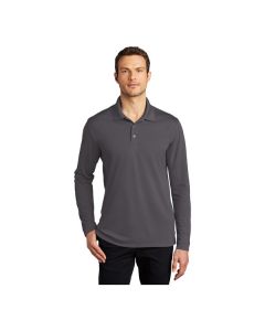 Port Authority K110LS Dry Zone Unisex Customizable Graphite Long Sleeve UV Moisture-Wicking Polo Shirt - Polyester - L