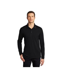 Port Authority K110LS Dry Zone Unisex Customizable Deep Black Long Sleeve UV Moisture-Wicking Polo Shirt - Polyester - 2X