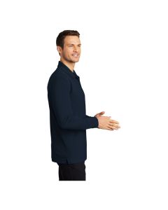 Port Authority K110LS Dry Zone Unisex Customizable River Blue Navy Long Sleeve UV Moisture-Wicking Polo Shirt - Polyester - S