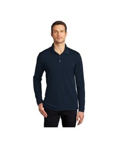 Port Authority K110LS Dry Zone Unisex Customizable River Blue Navy Long Sleeve UV Moisture-Wicking Polo Shirt - Polyester - 3X