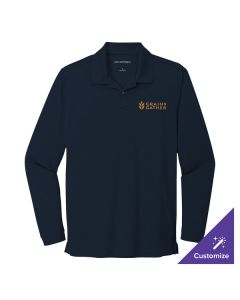 Port Authority K110LS Dry Zone Unisex Customizable River Blue Navy Long Sleeve UV Moisture-Wicking Polo Shirt - Polyester - XL