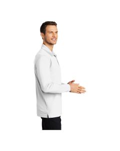 Port Authority K110LS Dry Zone Unisex Customizable White Long Sleeve UV Moisture-Wicking Polo Shirt - Polyester - 3X