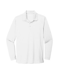 Port Authority K110LS Dry Zone Unisex Customizable White Long Sleeve UV Moisture-Wicking Polo Shirt - Polyester - L