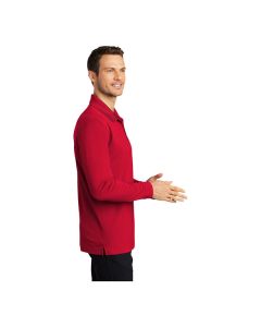Port Authority K110LS Dry Zone Unisex Customizable Rich Red Long Sleeve UV Moisture-Wicking Polo Shirt - Polyester - 4X