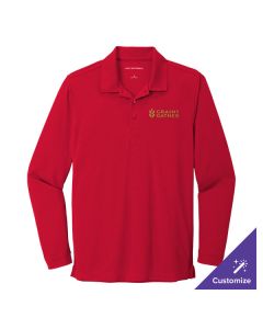 Port Authority K110LS Dry Zone Unisex Customizable Rich Red Long Sleeve UV Moisture-Wicking Polo Shirt - Polyester - L