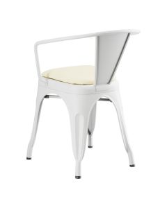 Lancaster Table & Seating Alloy Pearl White Indoor Arm Chair with White Vinyl Cushion
