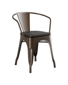 Lancaster Table & Seating Alloy Copper Indoor Arm Chair with Black Wood Seat