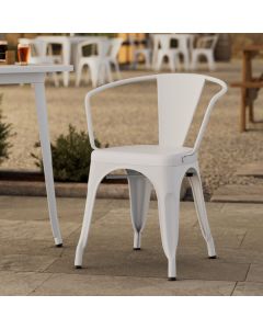 Lancaster Table & Seating Alloy Pearl White Outdoor Arm Chair