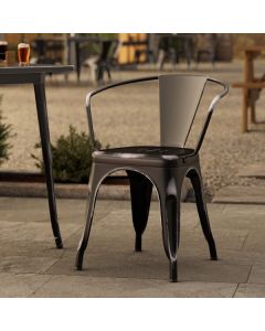 Lancaster Table & Seating Alloy Distressed Onyx Black Outdoor Arm Chair