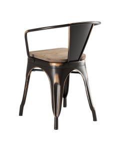 Lancaster Table & Seating Alloy Distressed Copper Indoor Arm Chair with Gray Wood Seat
