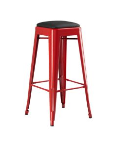 Lancaster Table & Seating Alloy Ruby Red Indoor Backless Barstool with Black Vinyl Cushion