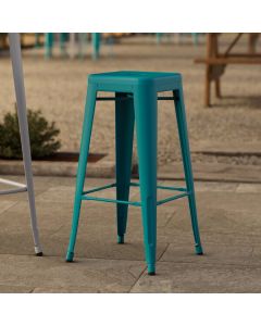 Lancaster Table & Seating Alloy Teal Topaz Outdoor Backless Barstool