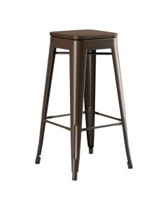 Lancaster Table & Seating Alloy Copper Indoor Backless Barstool with Walnut Wood Seat