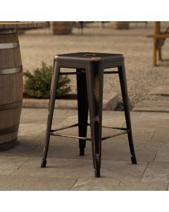 Lancaster Table & Seating Alloy Distressed Copper Outdoor Backless Counter Height Stool
