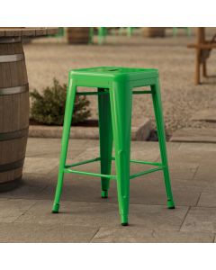 Lancaster Table & Seating Alloy Jade Green Outdoor Backless Counter Height Stool