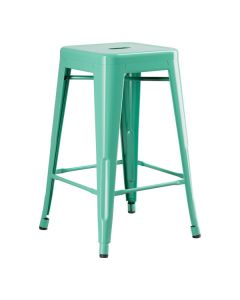 Lancaster Table & Seating Alloy Aquamarine Outdoor Backless Counter Height Stool