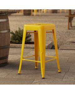 Lancaster Table & Seating Alloy Citrine Yellow Outdoor Backless Counter Height Stool