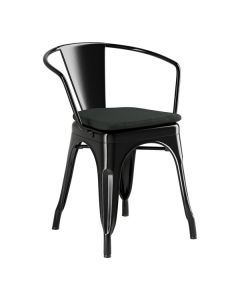 Lancaster Table & Seating Alloy Onyx Black Outdoor Arm Chair with Black Fabric Magnetic Cushion