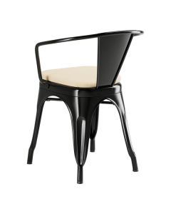 Lancaster Table & Seating Alloy Onyx Black Outdoor Arm Chair with Tan Fabric Magnetic Cushion