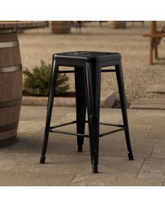 Lancaster Table & Seating Alloy Onyx Black Outdoor Backless Counter Height Stool