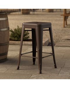 Lancaster Table & Seating Alloy Copper Outdoor Backless Counter Height Stool