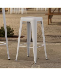 Lancaster Table & Seating Alloy Pearl White Outdoor Backless Barstool