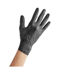 Noble Powder-Free Disposable Black Hybrid 3.5 Mil Thick Gloves - Large - 100/Box