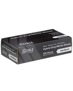 Noble Powder-Free Disposable Black Hybrid 3.5 Mil Thick Gloves - Medium - 100/Box