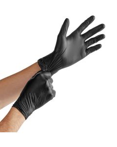 Noble Powder-Free Disposable Black Hybrid 3.5 Mil Thick Gloves - Small - 100/Box